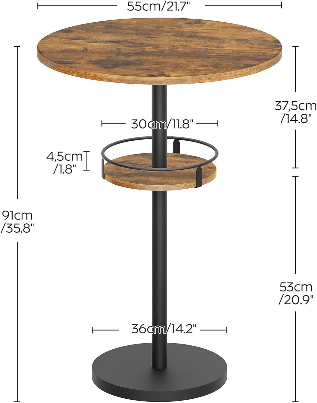 Round Industria lBar Table Set Two With Integrated LED Illumination
