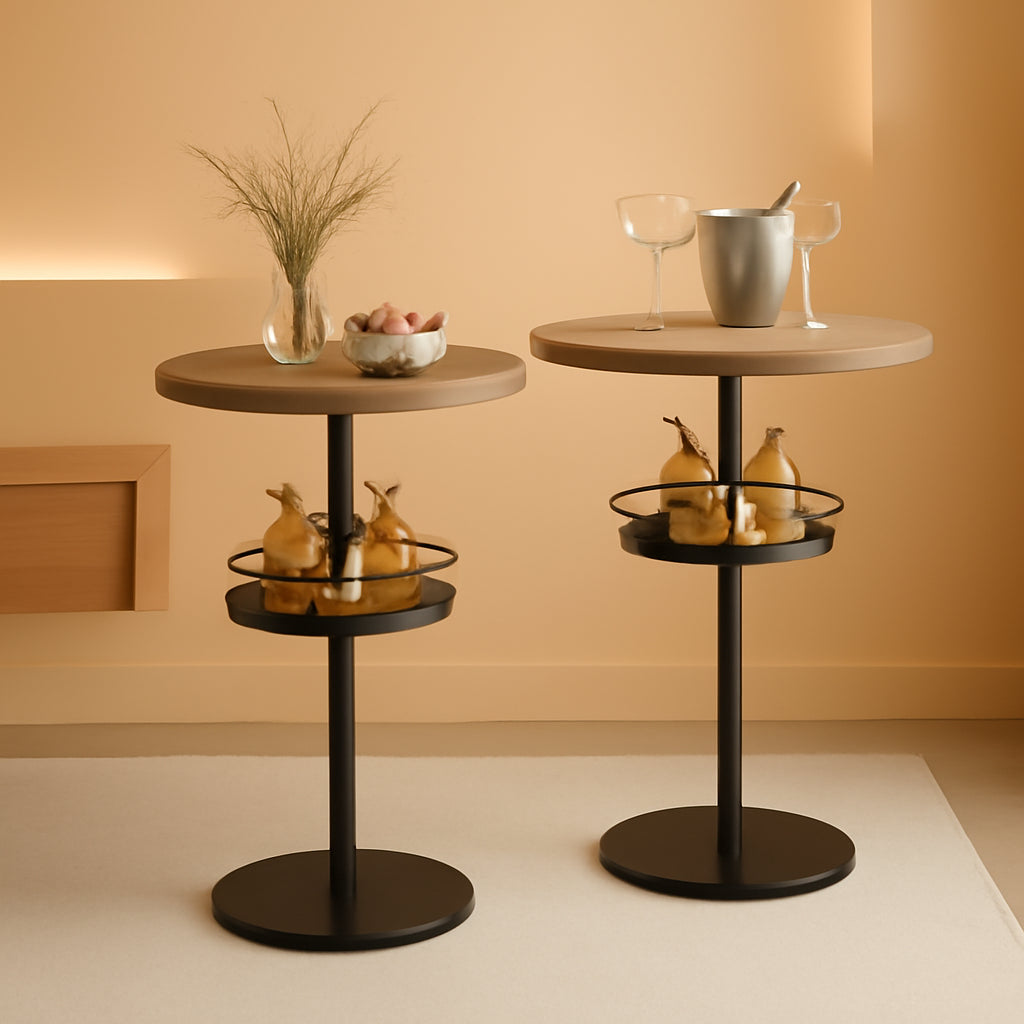 Round Industria lBar Table Set Two With Integrated LED Illumination