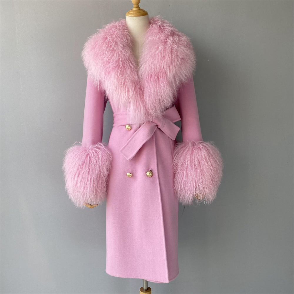 Cashmere Coat with Mongolian Sheep Fur