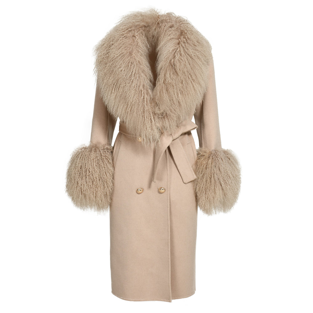 Cashmere Coat with Mongolian Sheep Fur