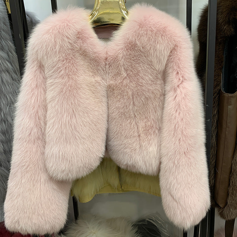 Bomber Jacket Fox Fur Coat Women's