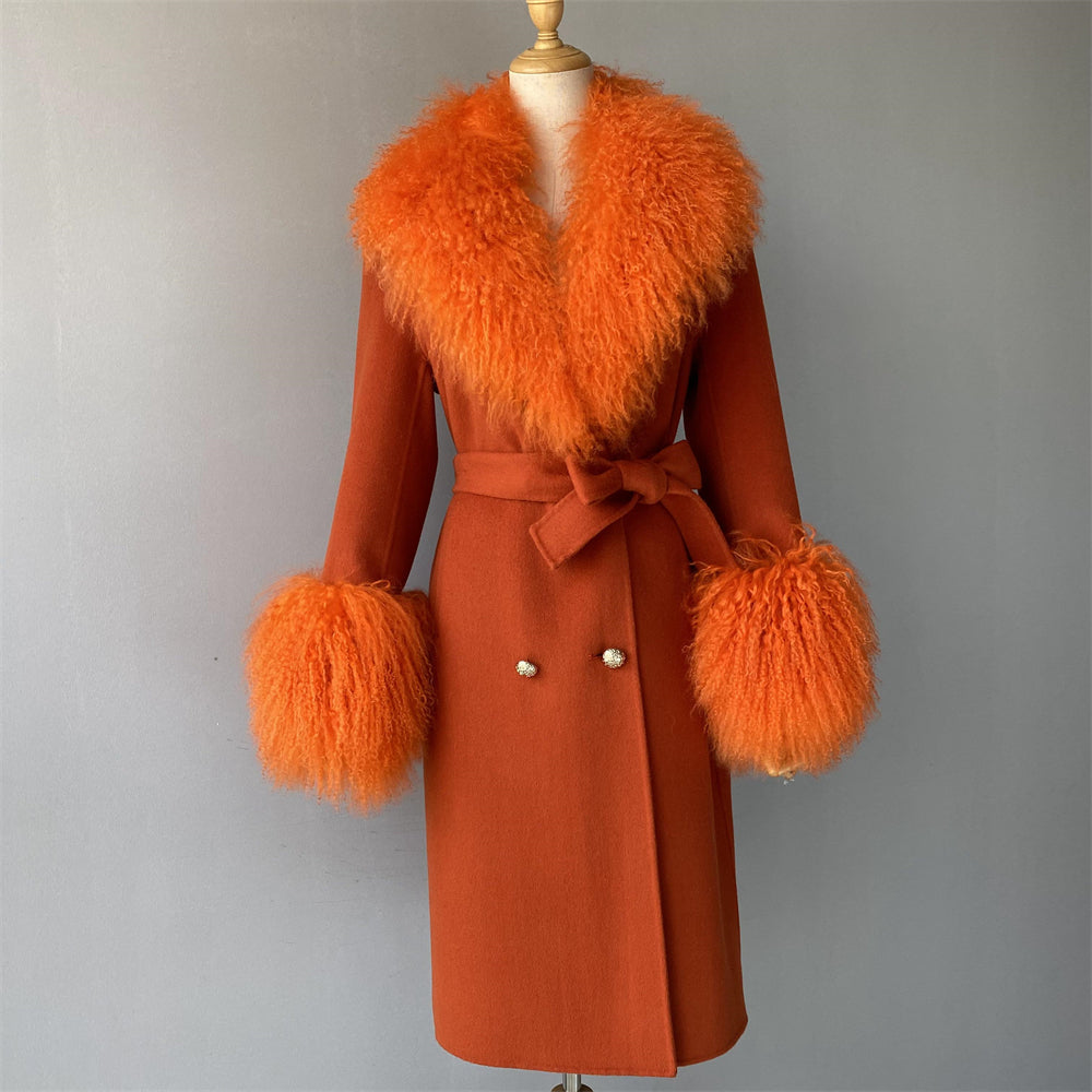 Cashmere Coat with Mongolian Sheep Fur