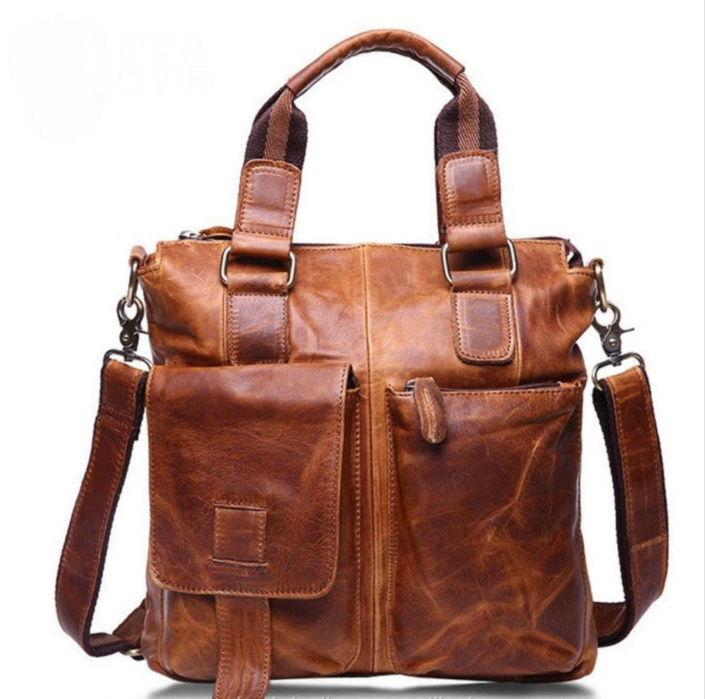 Crazy Horse Handbag Leather Shoulder Messenger Bag Unisex