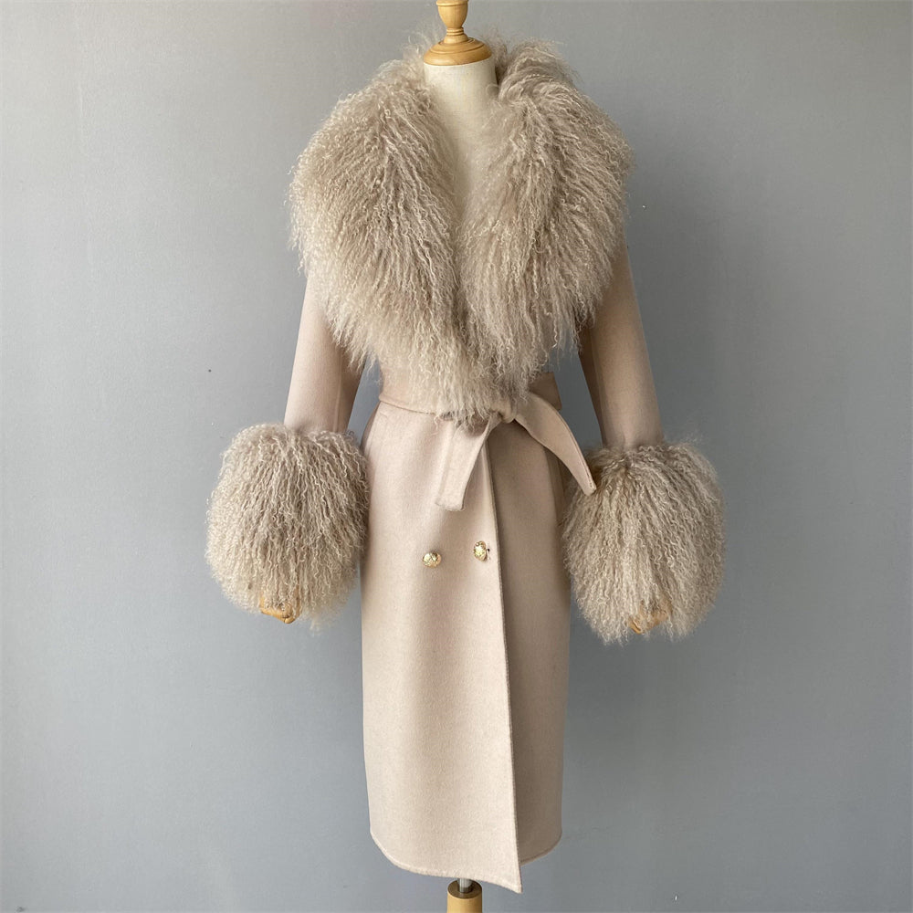 Cashmere Coat with Mongolian Sheep Fur