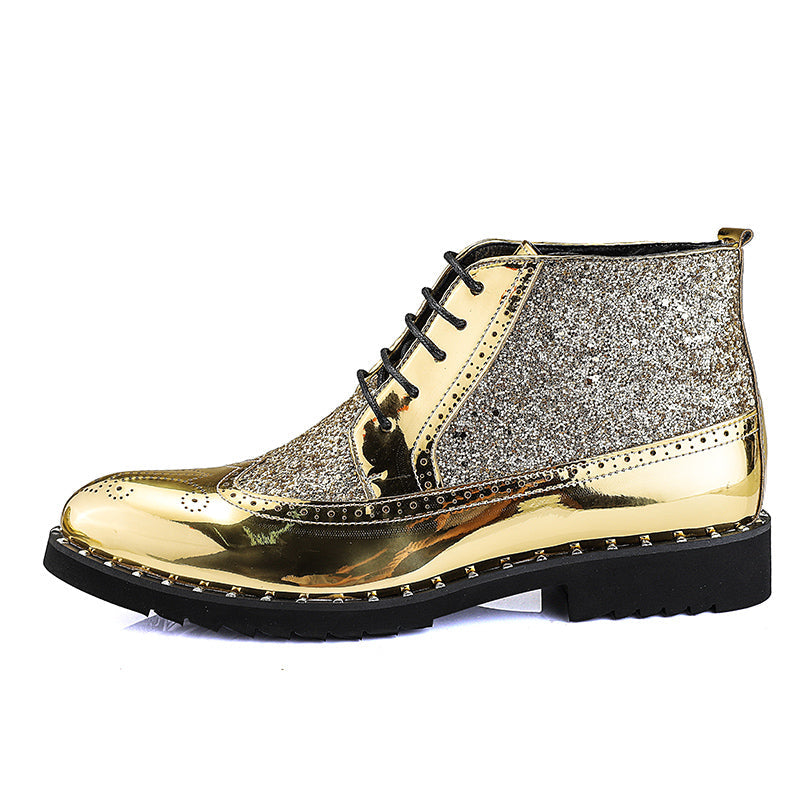 Boots Gold Wedding Dress Shoes Men's