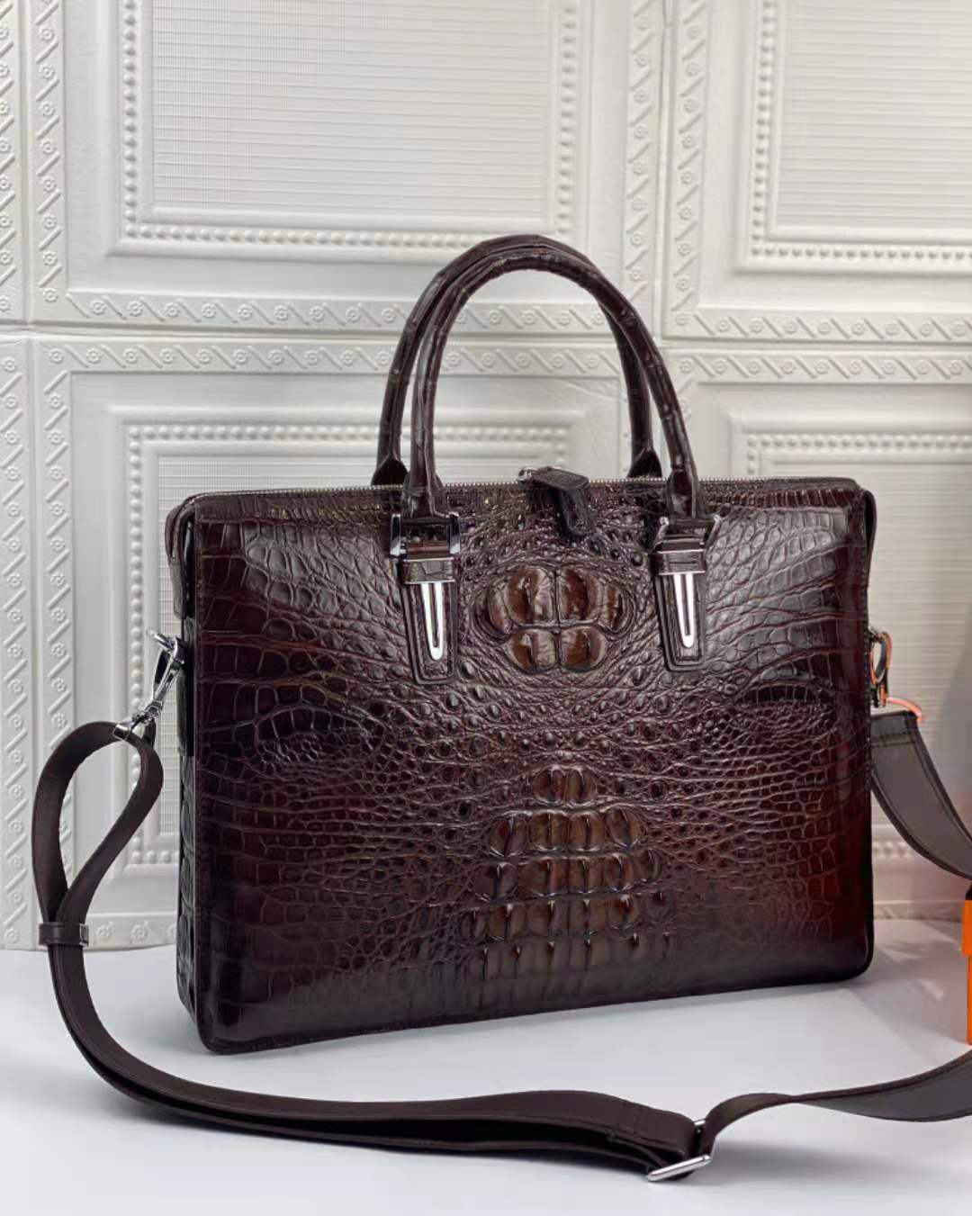 Crocodile Business Bags Crocodile Bone Skin Briefcase Men's