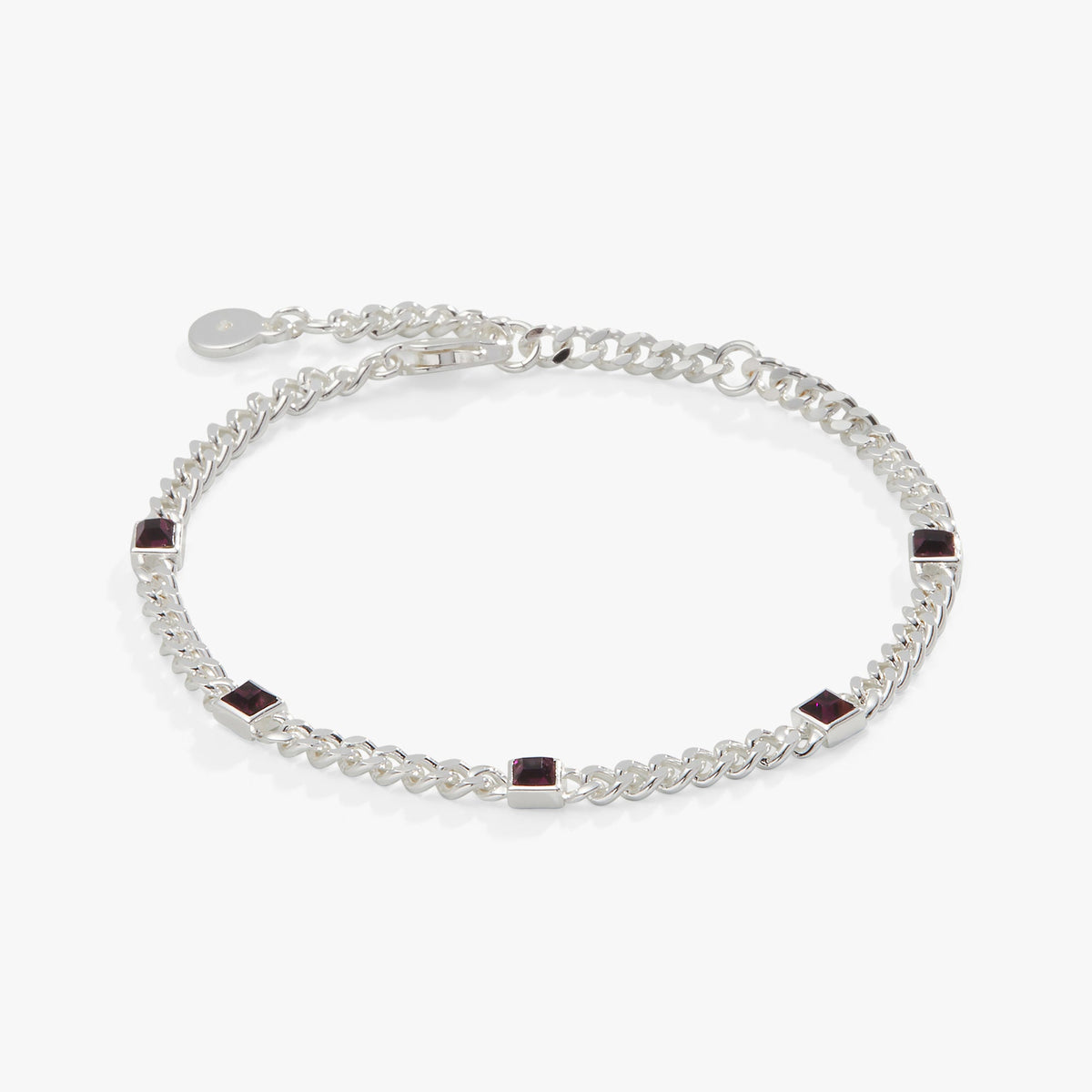 February Birthstone Amethyst Curb Chain Bracelet